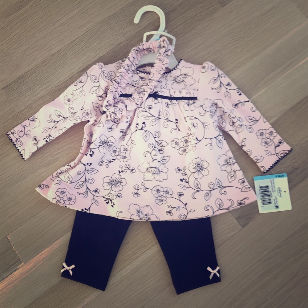 Baby Girls Little Me Outfit w/ headband size 6M